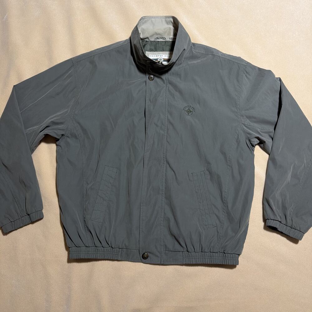 VTG Members Only Microfiber Men's XL Long Jacket Full Zip Elastic Cuffs Green
